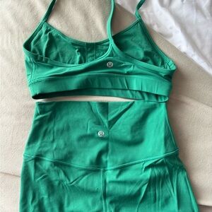 lululemon athletica green Sports Bra and biker shorts Set